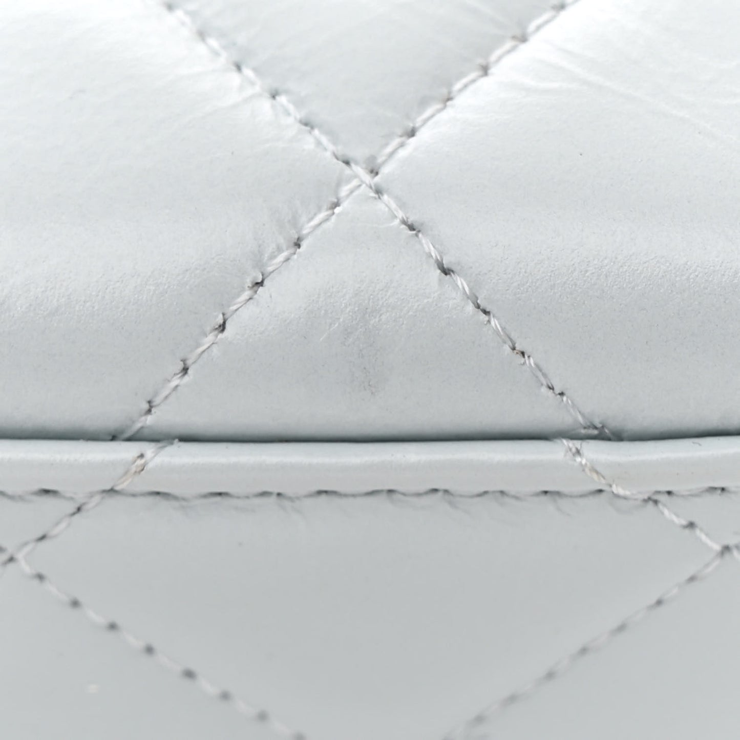 Shiny Aged Calfskin Quilted Nano Kelly Shopper Light Blue