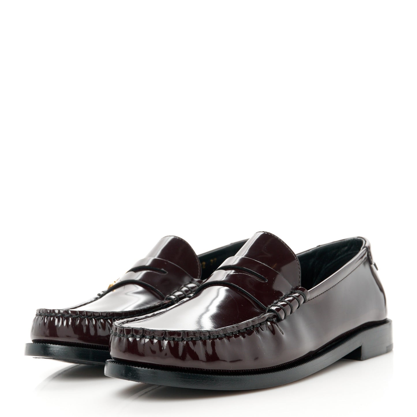 Patent Calfskin Penny Loafers 37 Cordovan Red