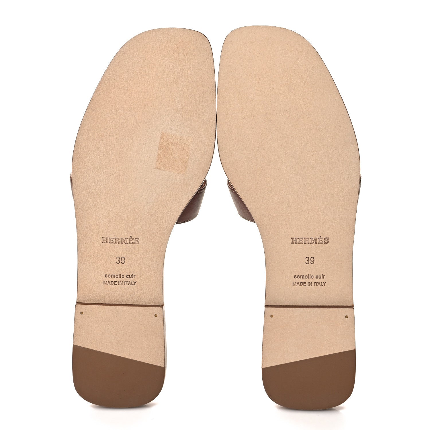 Hermes Box Calfskin Oran Sandals 39 Gold 5 of 9