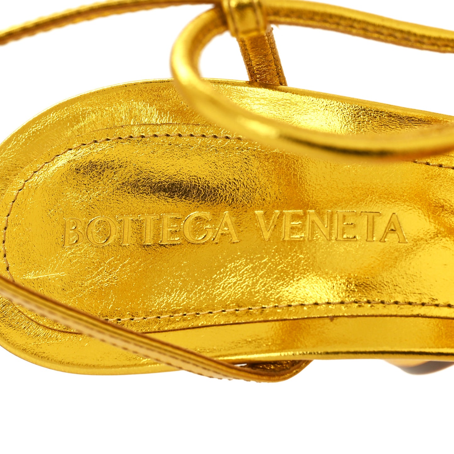 Laminated Calfskin The Line 90mm Sandals 36 Gold
