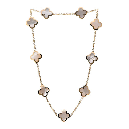Van Cleef & Arpels 18K Yellow Gold Mother of Pearl 9 Motifs Pure Alhambra Pendant Necklace 2 of 6