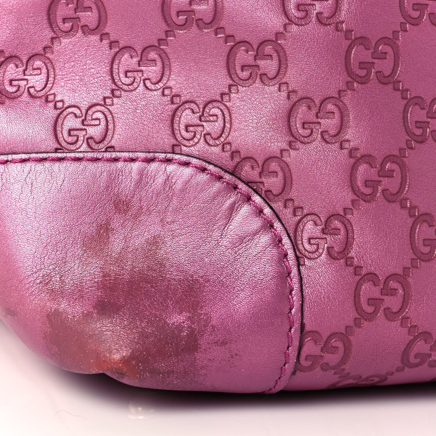 Gucci Metallic Soft Guccissima Large Heart Bit Charm Top Handle Tote Fresia Rose 23 of 26
