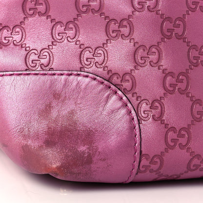 Gucci Metallic Soft Guccissima Large Heart Bit Charm Top Handle Tote Fresia Rose 23 of 26