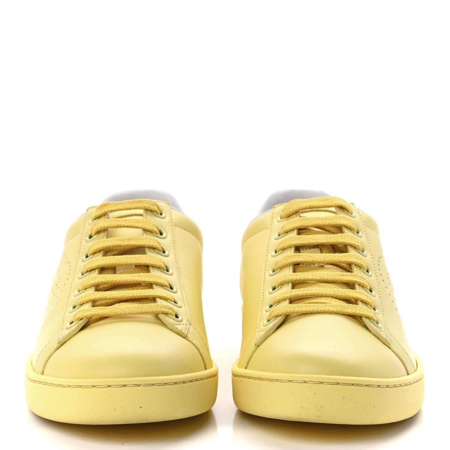 Calfskin Interlocking G Perforated Womens Ace Sneakers 36.5 Banana Straw Yellow