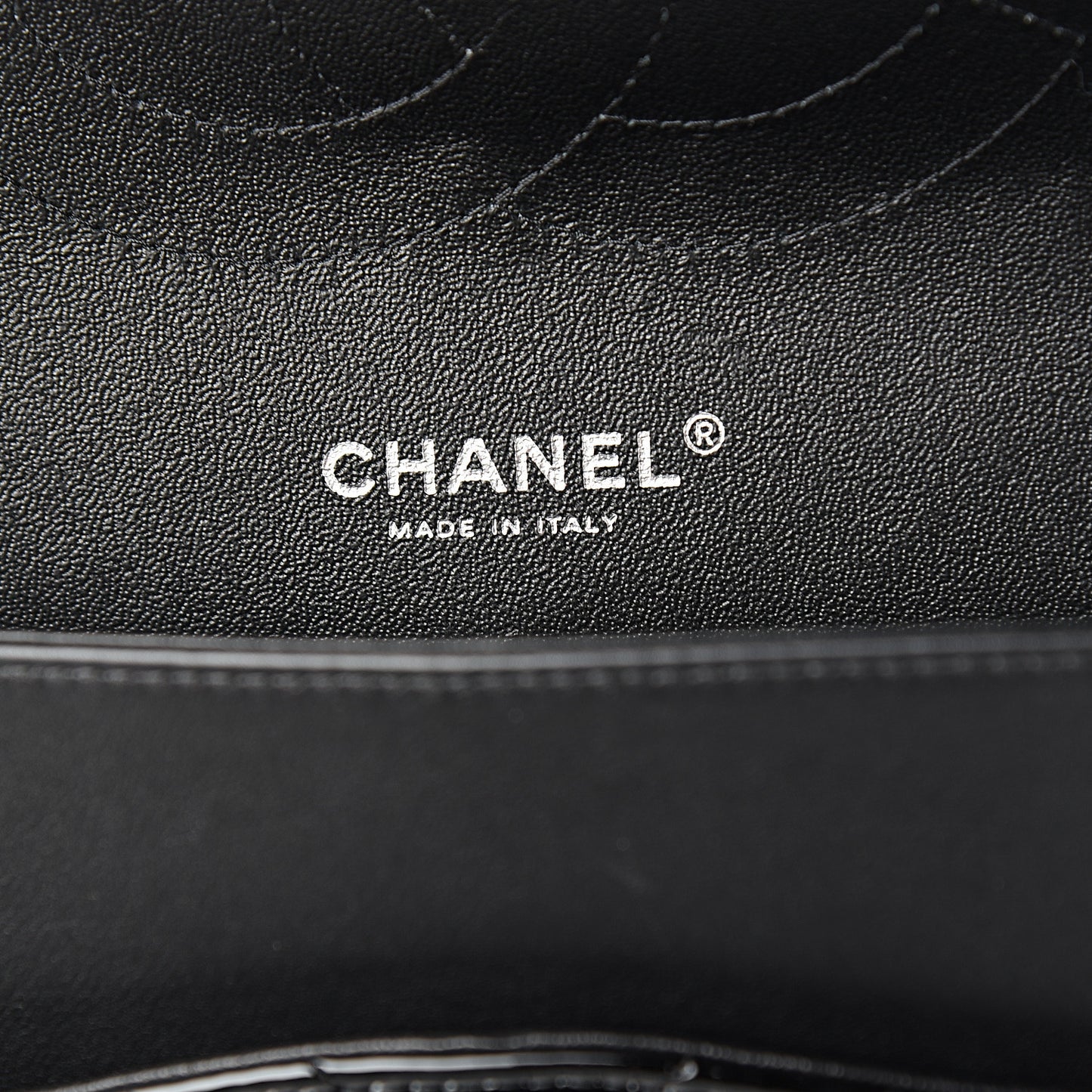 Patent Chevron Quilted Jumbo Double Flap Black