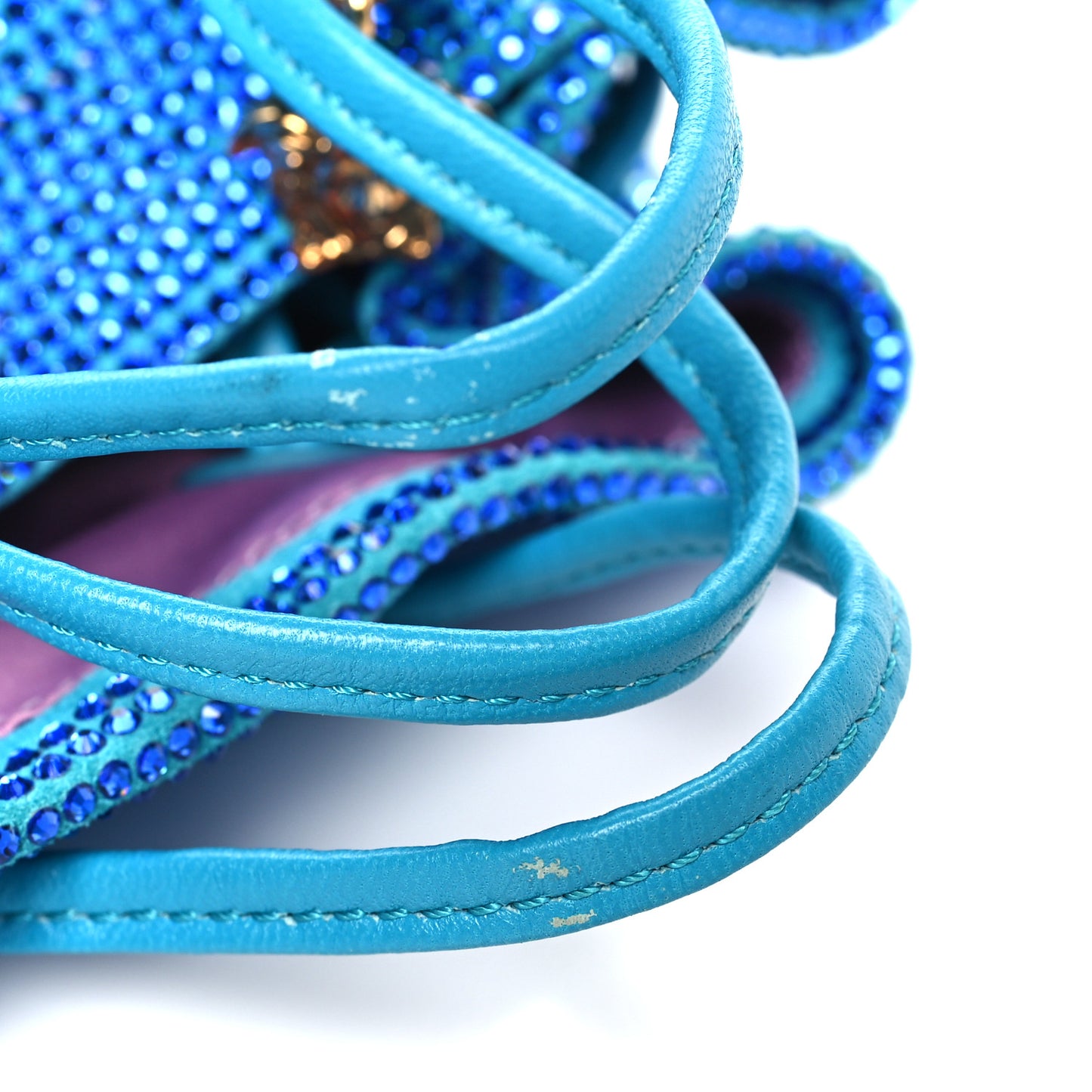 Suede Crystal Pouch Blue Multicolor