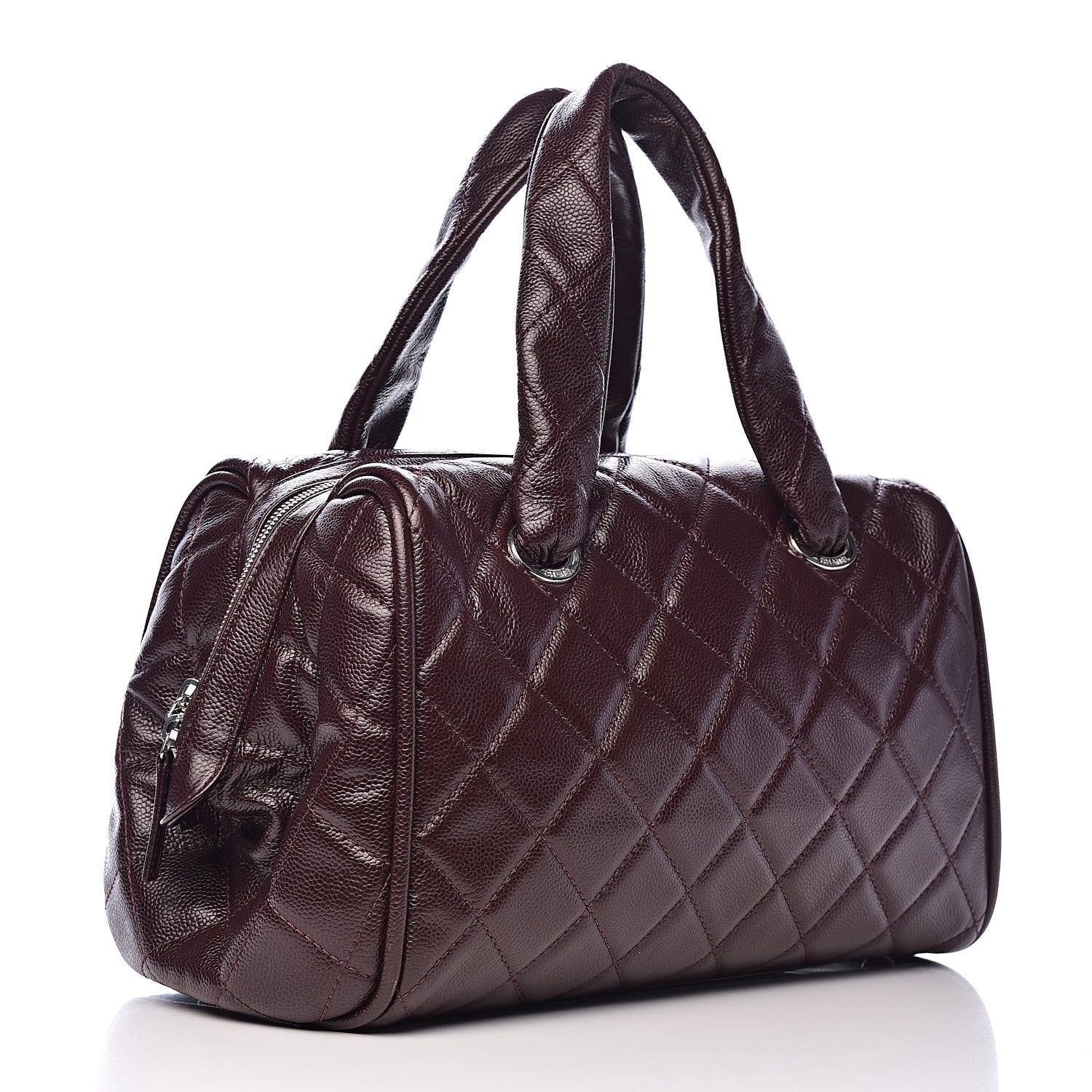 Chanel Caviar Quilted CC Timeless Bowler Burgundy 3 of 18