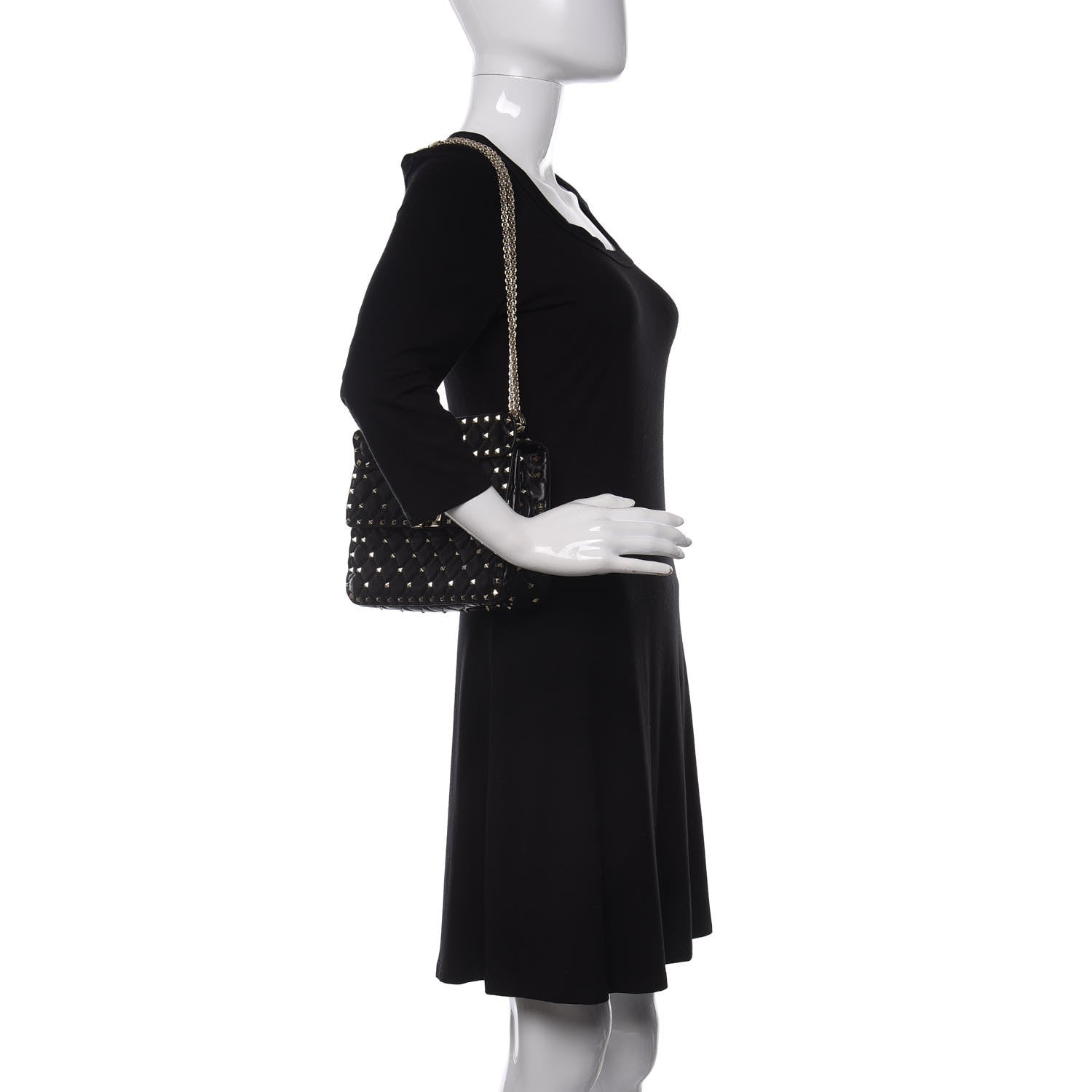 Valentino Garavani Lambskin Medium Rockstud Spike Shoulder Bag Black 2 of 9