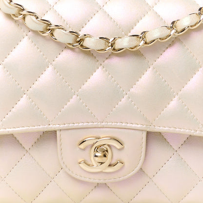 Chanel Iridescent Lambskin Quilted Medium Double Flap Ivory 9 of 11