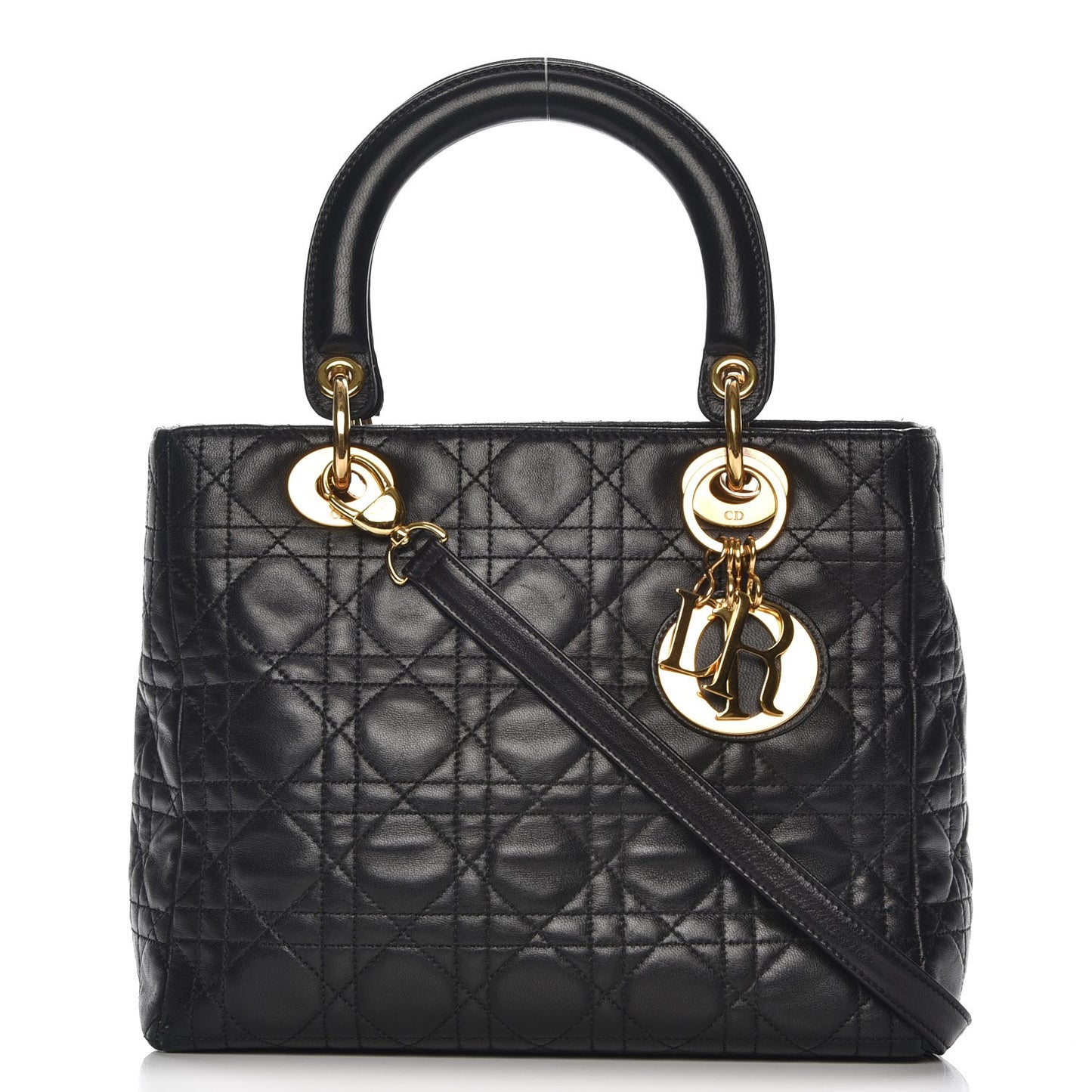 Lambskin Cannage Medium Lady Dior Black