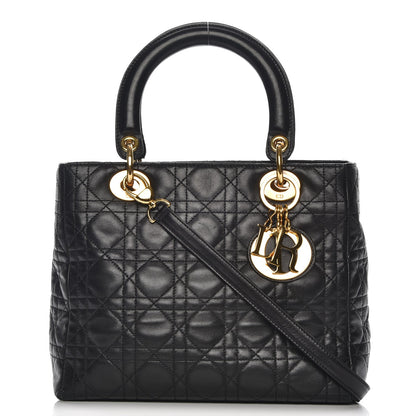 Christian Dior Lambskin Cannage Medium Lady Dior Black 1 of 8