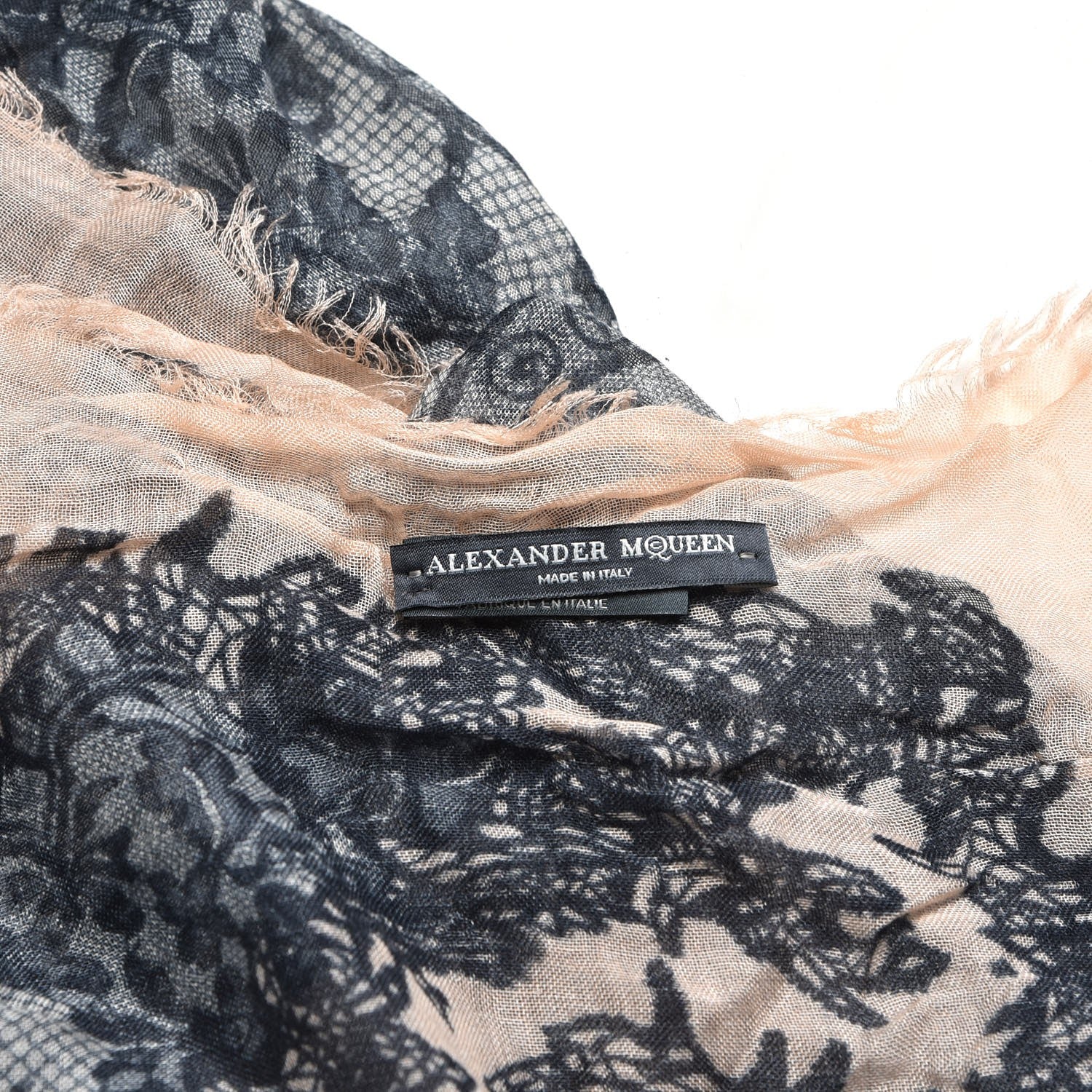 Alexander McQueen Modal Cashmere Spine Lace God Save McQueen Scarf Pink 4 of 5
