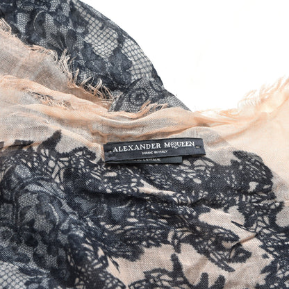 Alexander McQueen Modal Cashmere Spine Lace God Save McQueen Scarf Pink 4 of 5