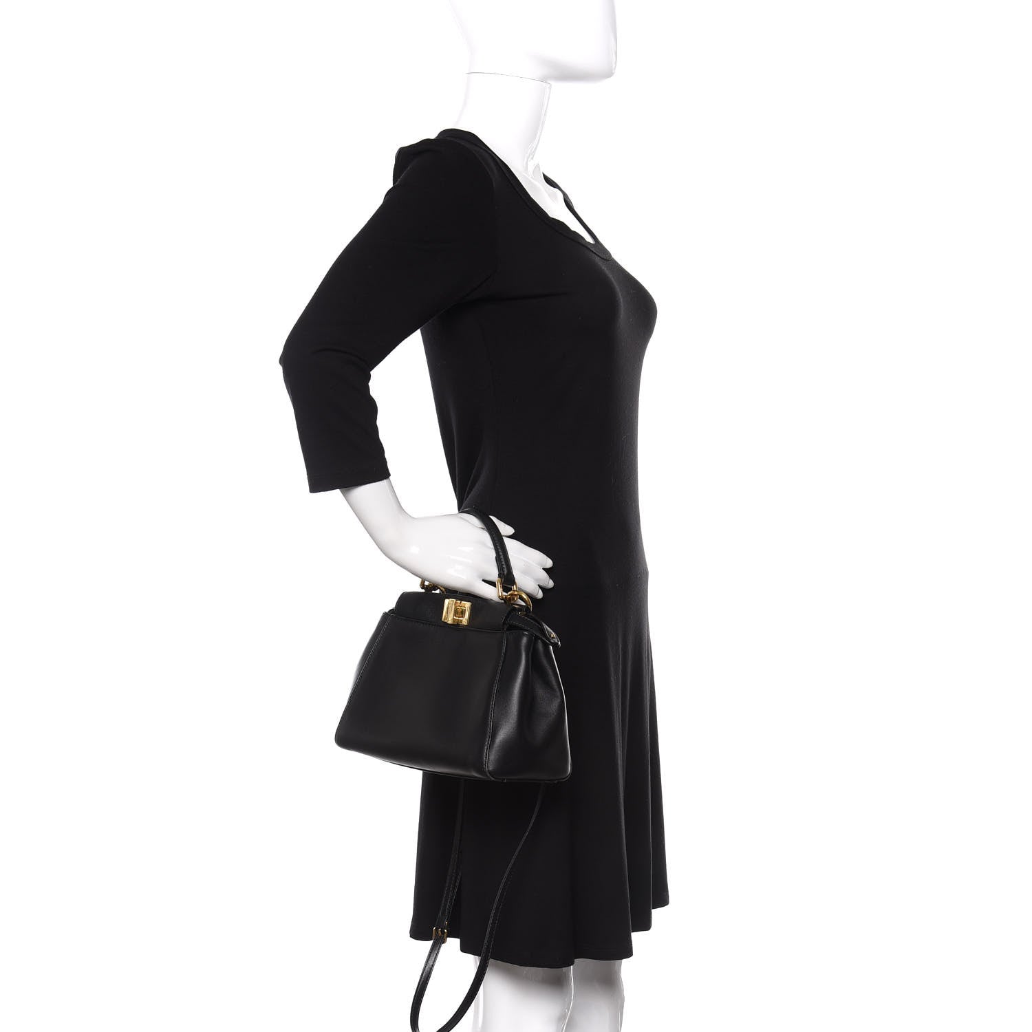 Fendi Nappa Mini Peekaboo Iconic Satchel Black 3 of 12