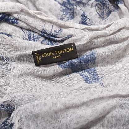 Louis Vuitton Cotton Linen Toile Etole De Louis Pareo Blue 4 of 4