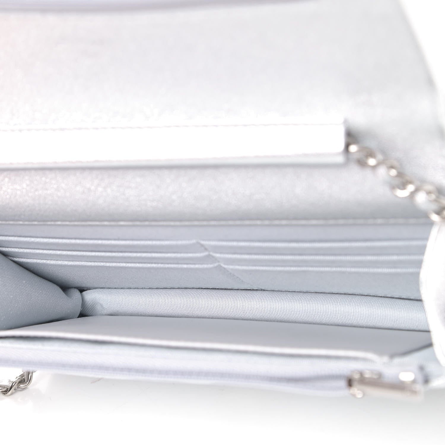 Chanel Metallic Lambskin Quilted Wallet On Chain WOC Silver 4 of 4