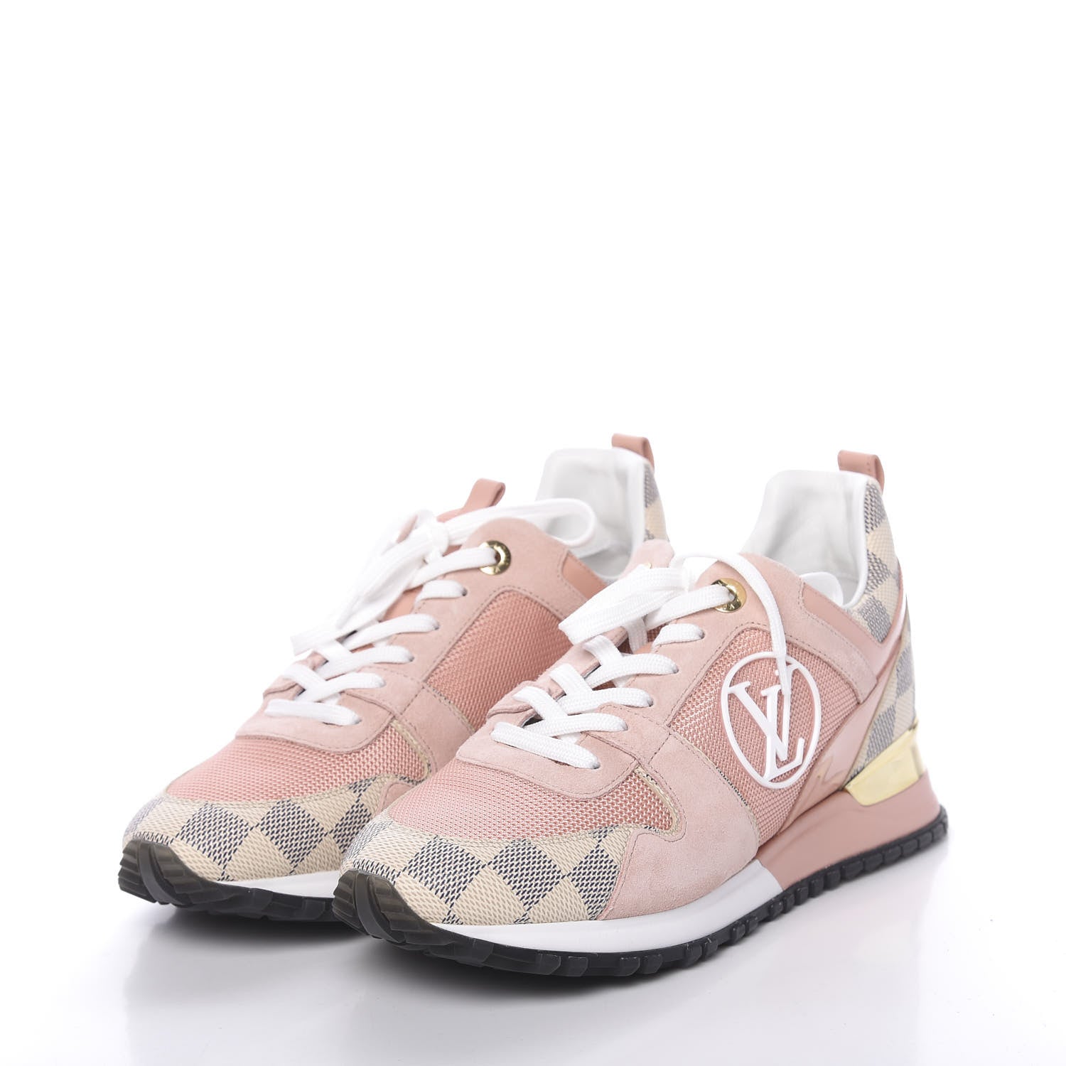 Louis Vuitton Suede Damier Azur Run Away Sneakers 37.5 Pink 3 of 9