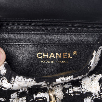 Chanel Tweed Quilted Mini Rectangular Flap Black Ecru White 6 of 10