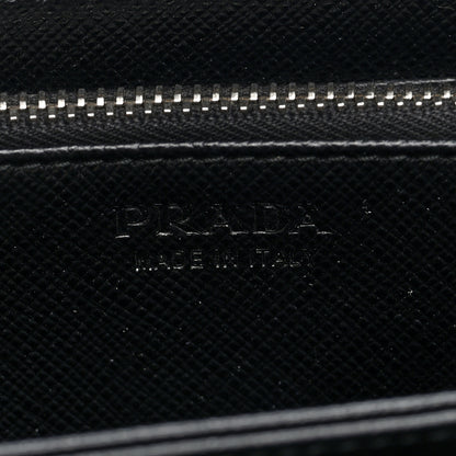 Prada Saffiano Triangle Zip Wallet Black 13 of 14