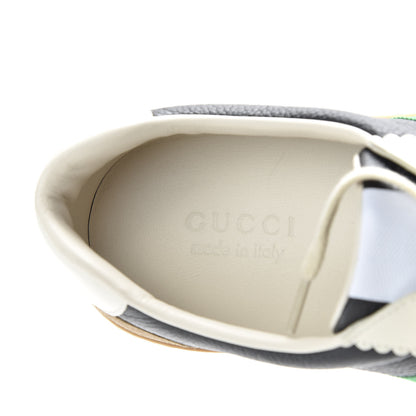 Gucci Calfskin Suede Web Mens G74 Sneakers 11 Ardesia Black New Mystic White 7 of 11