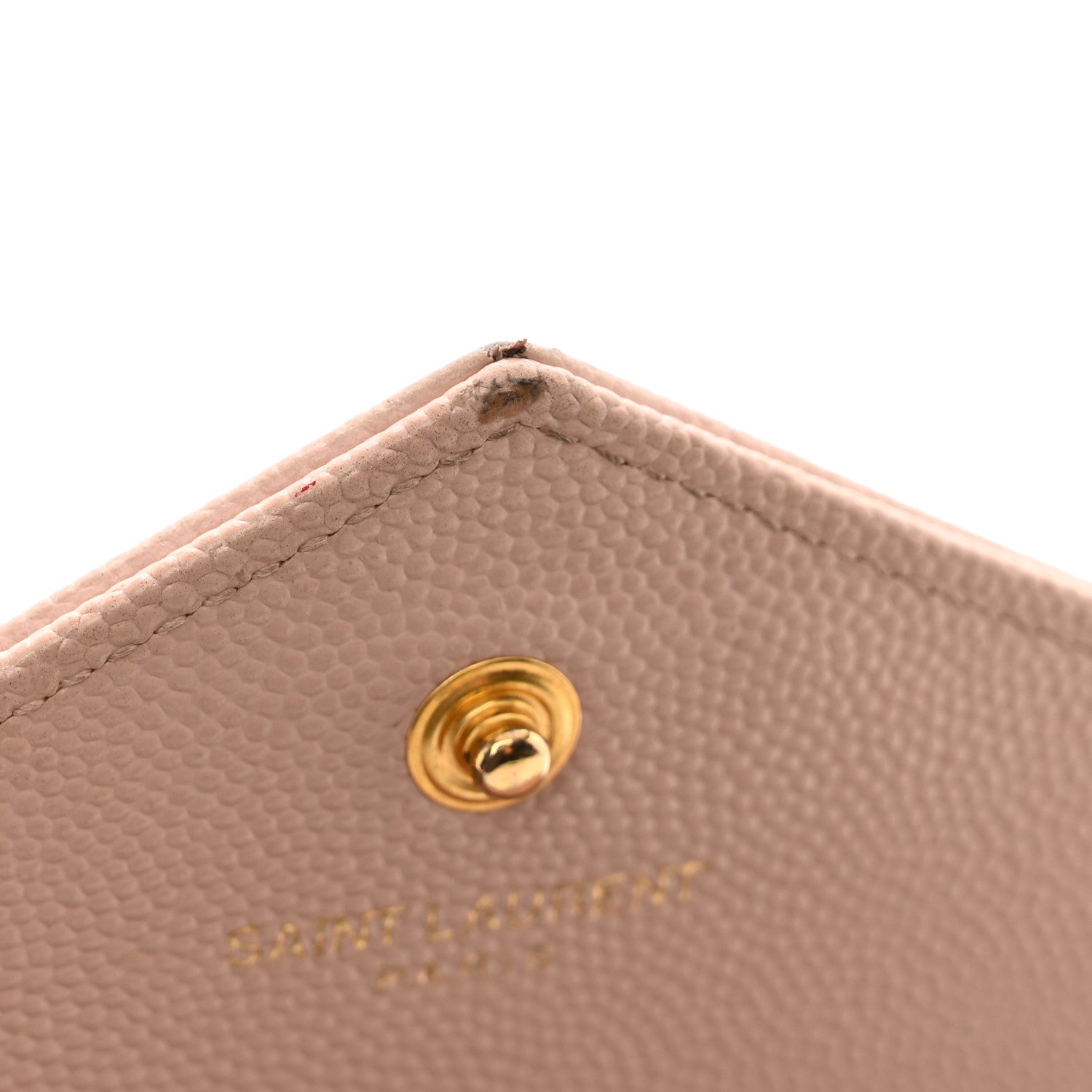 Saint Laurent Grain De Poudre Matelasse Chevron Monogram Chain Wallet Pale Blush 13 of 14