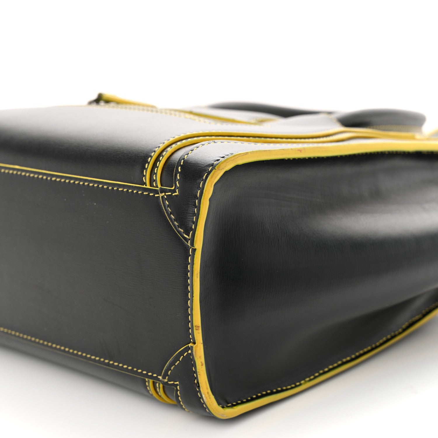Celine Satin Calfskin Nano Debossed Luggage Black Yellow 9 of 11