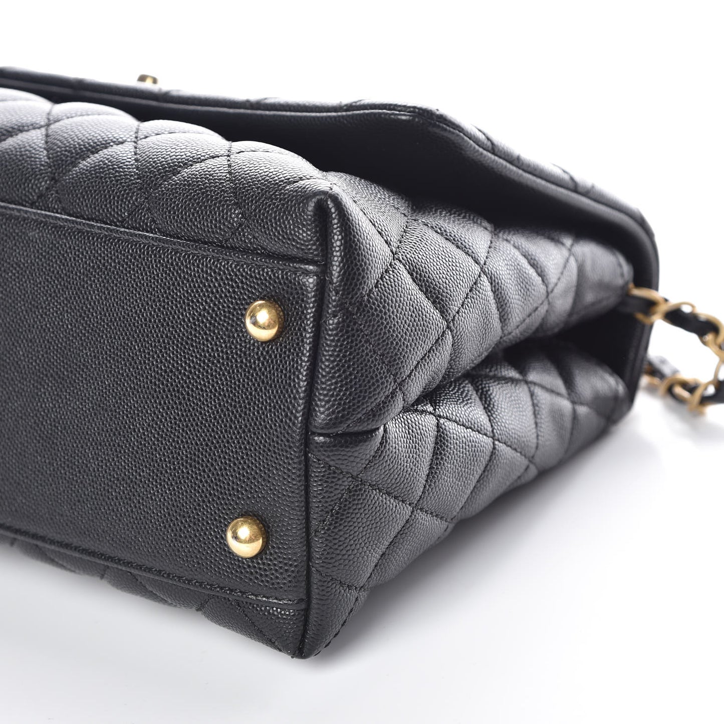 Caviar Quilted Small Coco Handle Flap Black