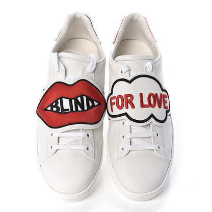 Gucci Calfskin Ayers Web Blind for Love Embroidered Womens Ace Sneakers 41 White 10 of 10