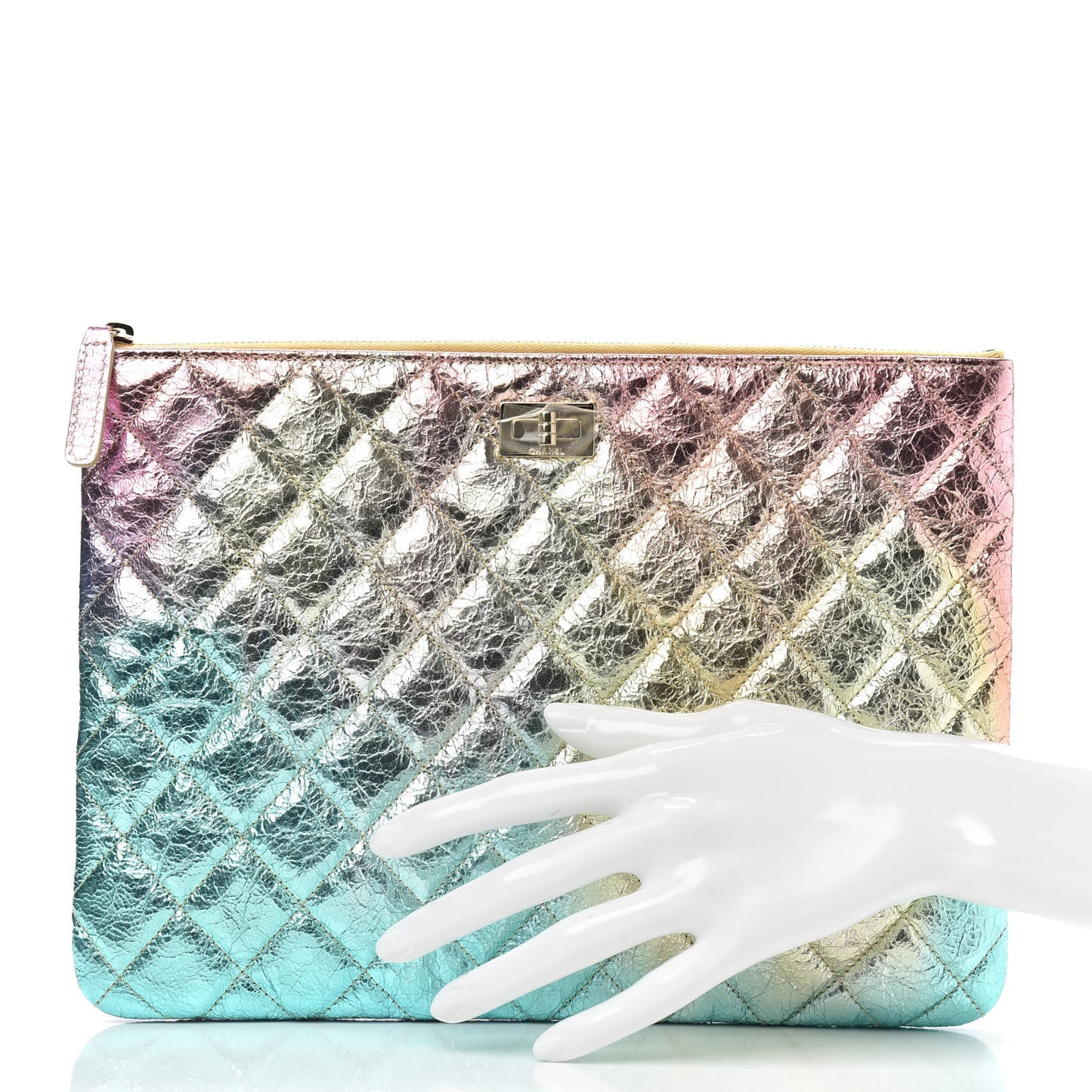 Metallic Goatskin Quilted Medium 2.55 Reissue Cosmetic Case Multicolor