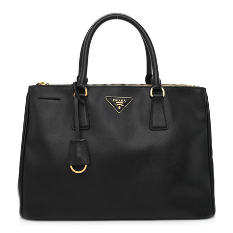 Saffiano Medium Galleria Double Zip Tote Black