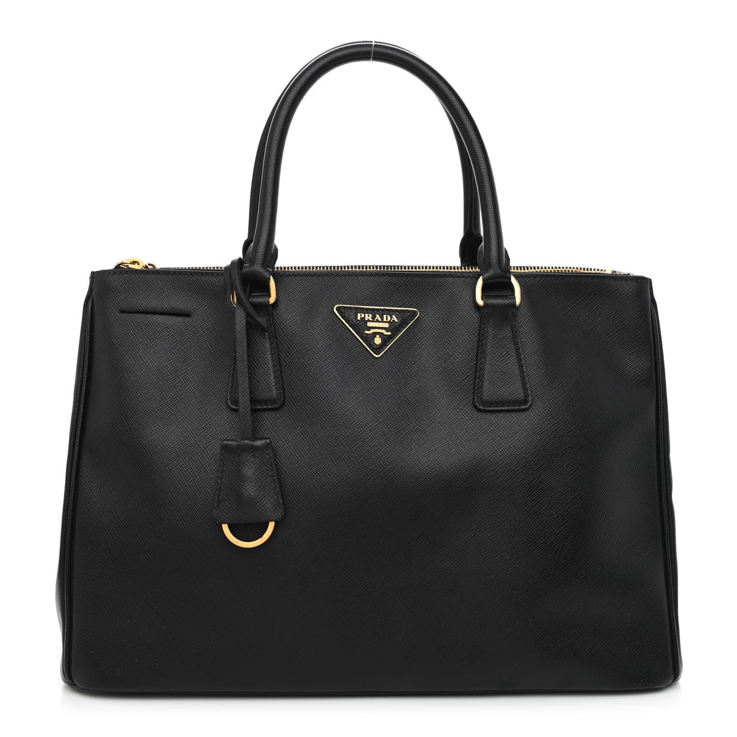 Saffiano Medium Galleria Double Zip Tote Black