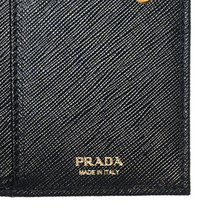 Prada Saffiano Triangle Continental Zip Wallet Black 6 of 7