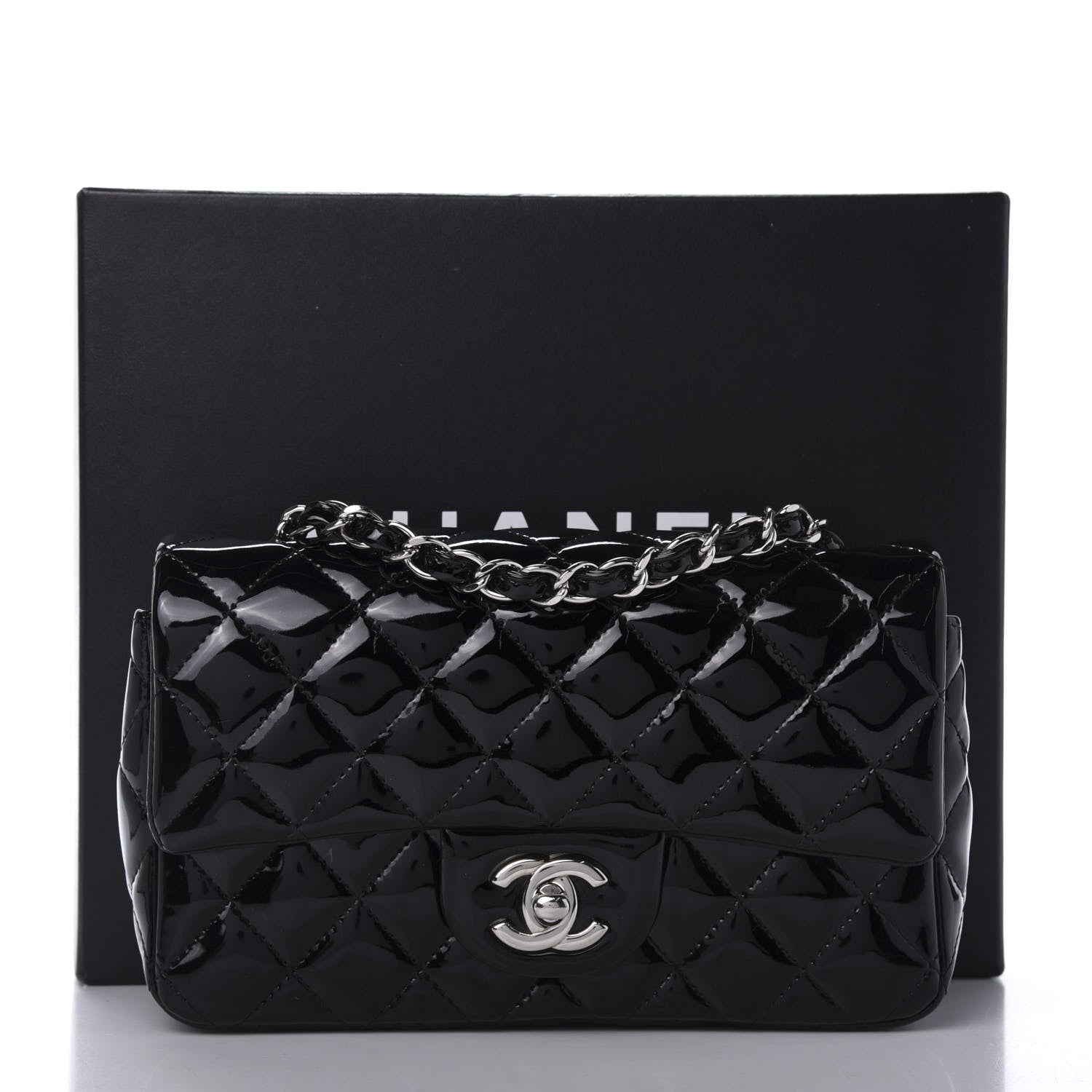 Chanel Patent Calfskin Quilted Mini Rectangular Flap Black 12 of 12
