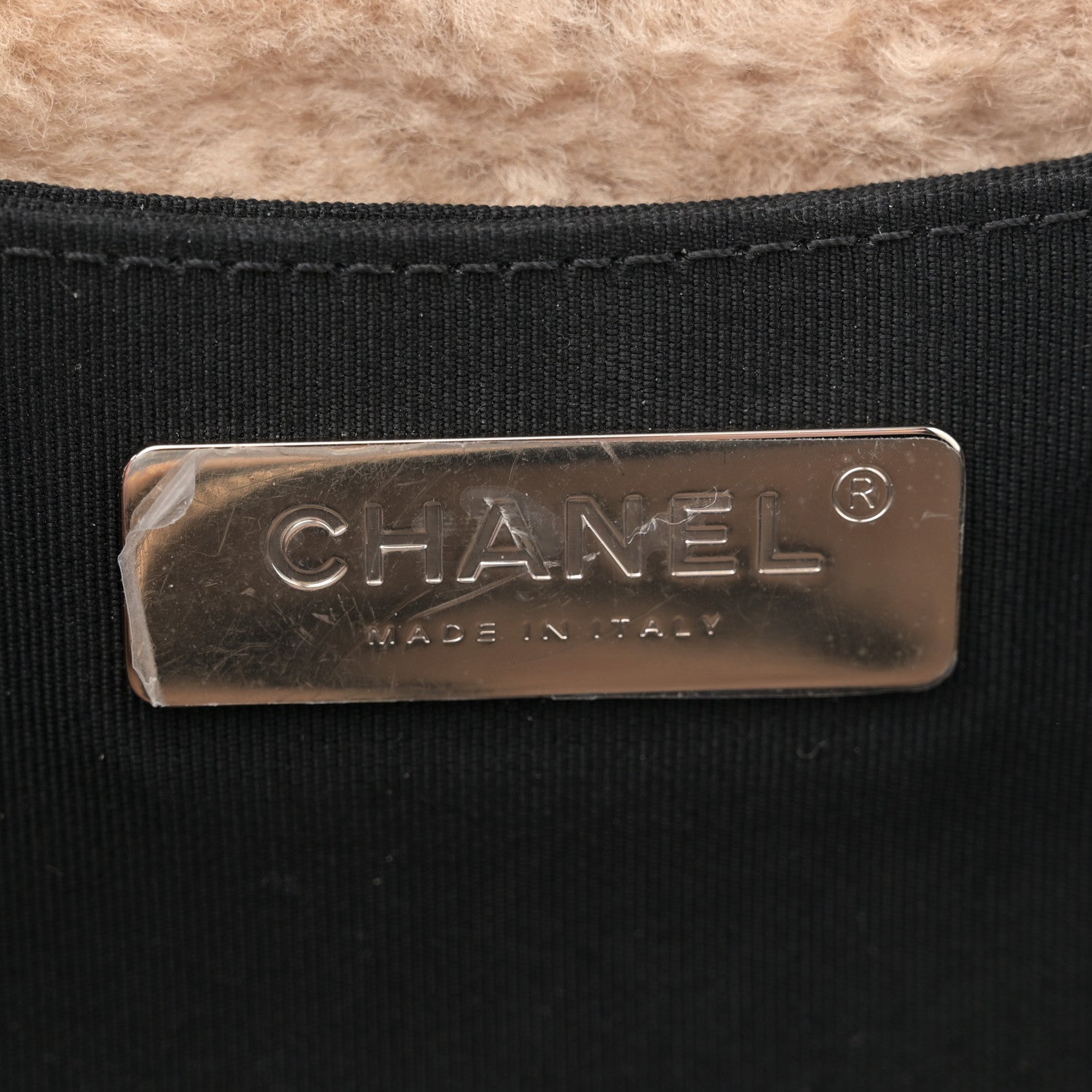 Chanel Shiny Crumpled Sheepskin Shearling Waist Bag Black Beige 6 of 12