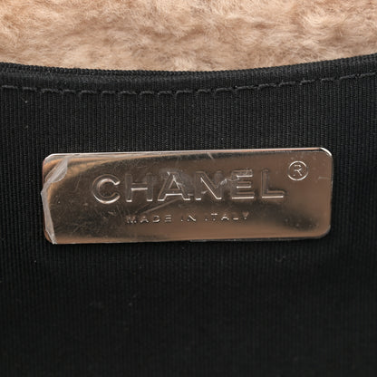 Chanel Shiny Crumpled Sheepskin Shearling Waist Bag Black Beige 6 of 12