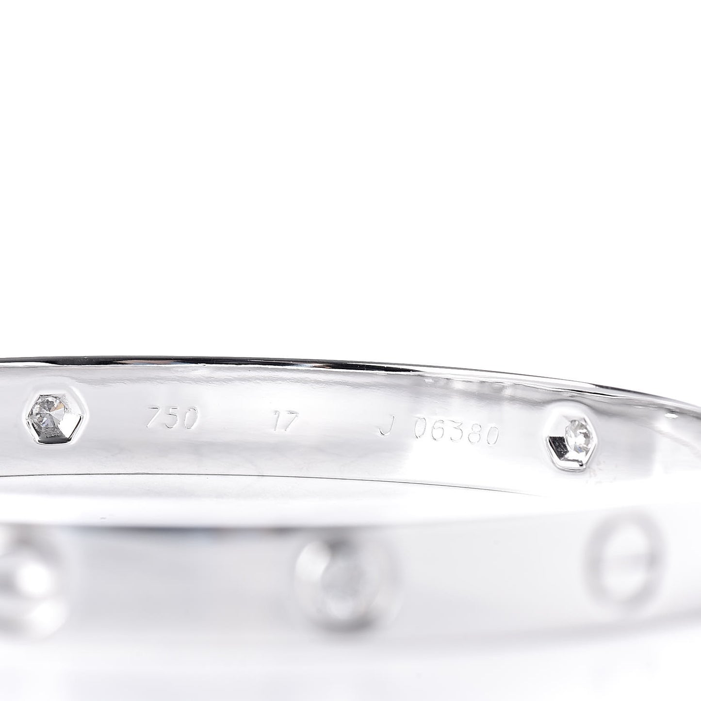18K White Gold 6 Diamond LOVE Bracelet 17