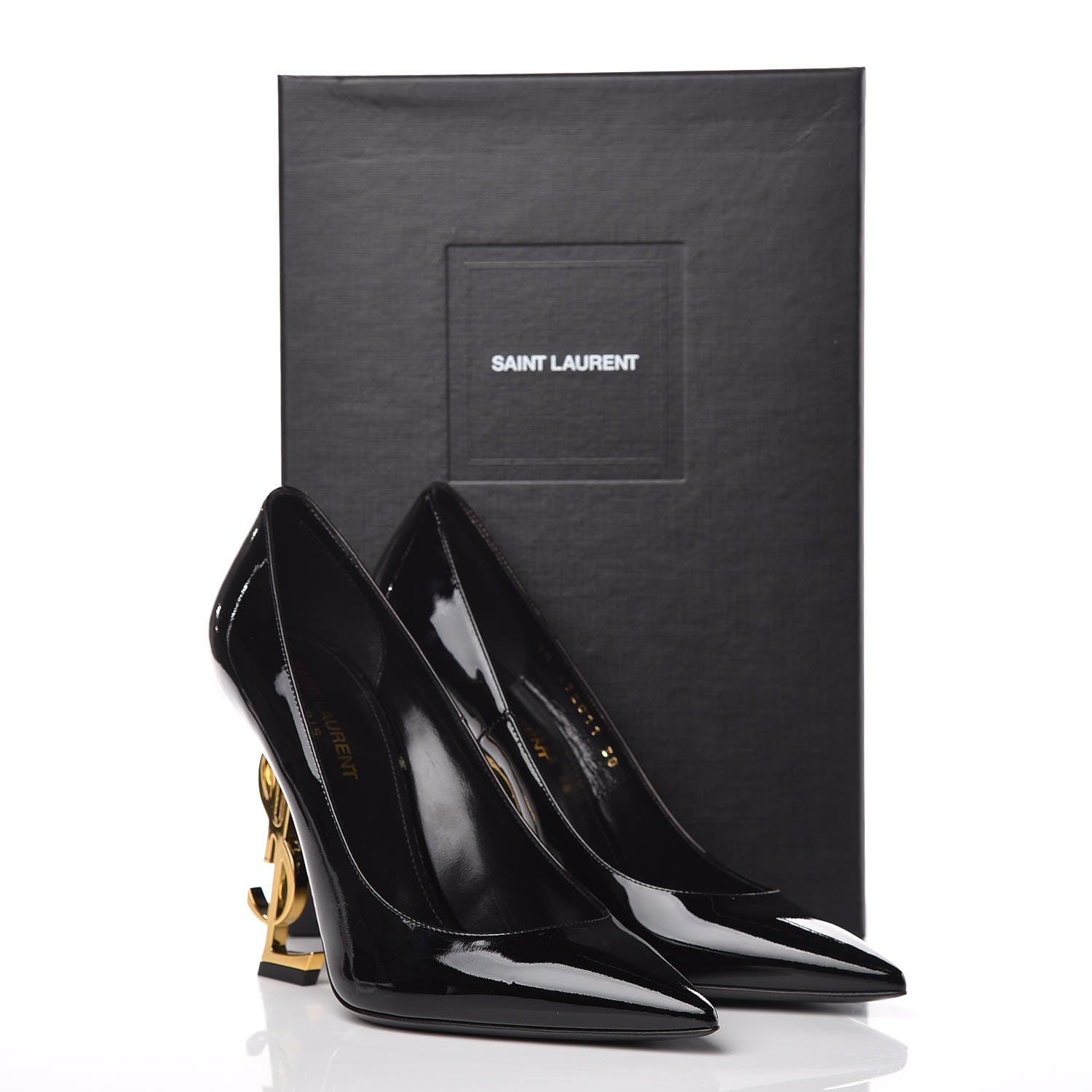 Saint Laurent Patent Calfskin Opyum 110 Pumps 38 Black Gold 9 of 9