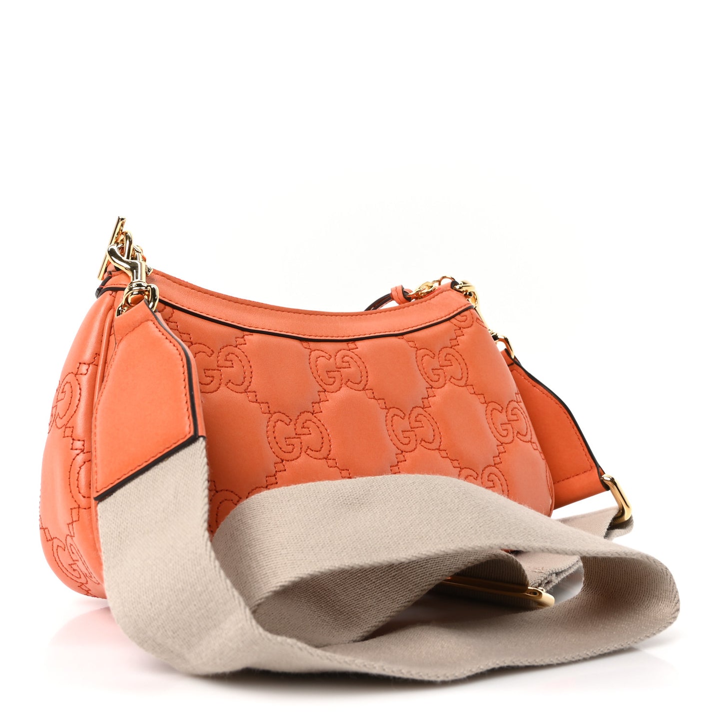 Calfskin GG Matelasse Chain Handbag Deep Orange Natural