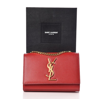 Saint Laurent Grain De Poudre Small Monogram Kate Satchel Red 10 of 10