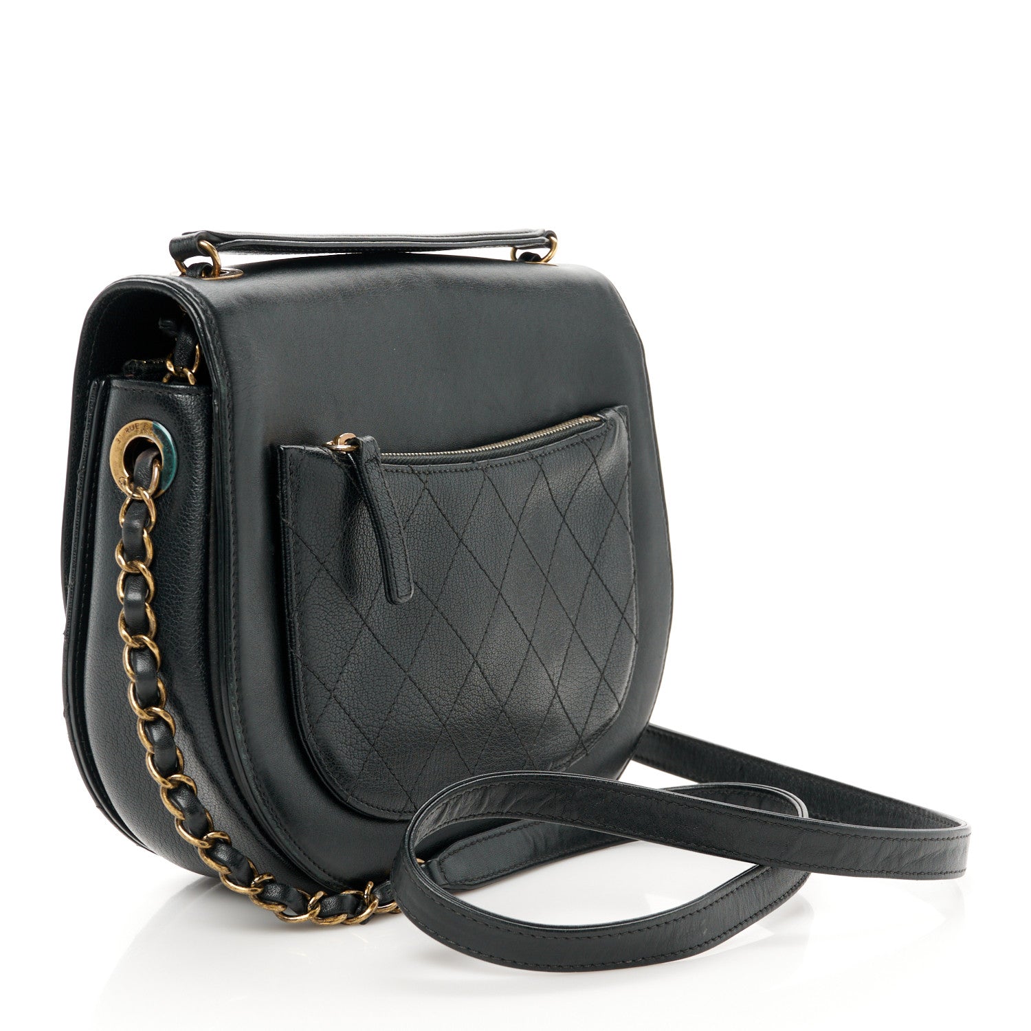 Chanel Shiny Calfskin Goatskin Quilted Medium Coco Curve Messenger Flap Black 3 of 12