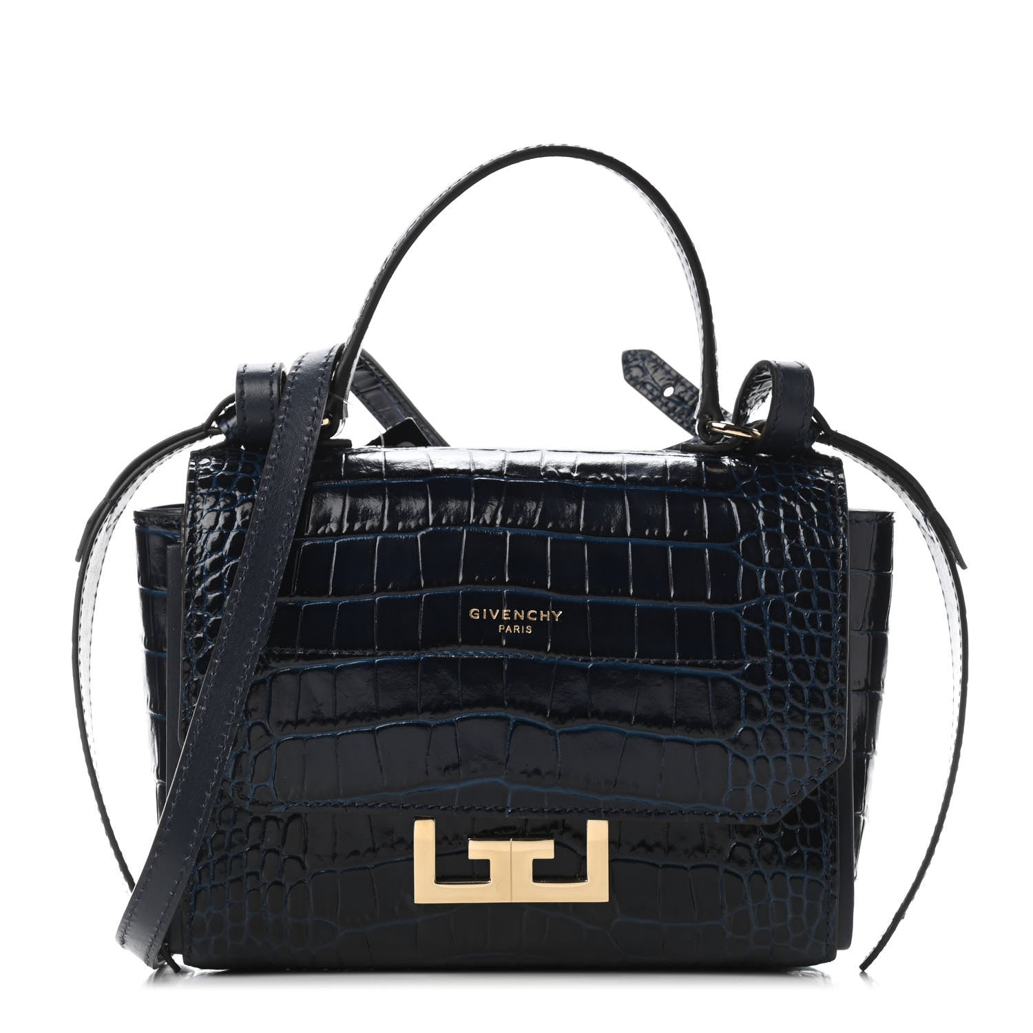 Givenchy Crocodile Embossed Small ID Flap Navy 1 of 8