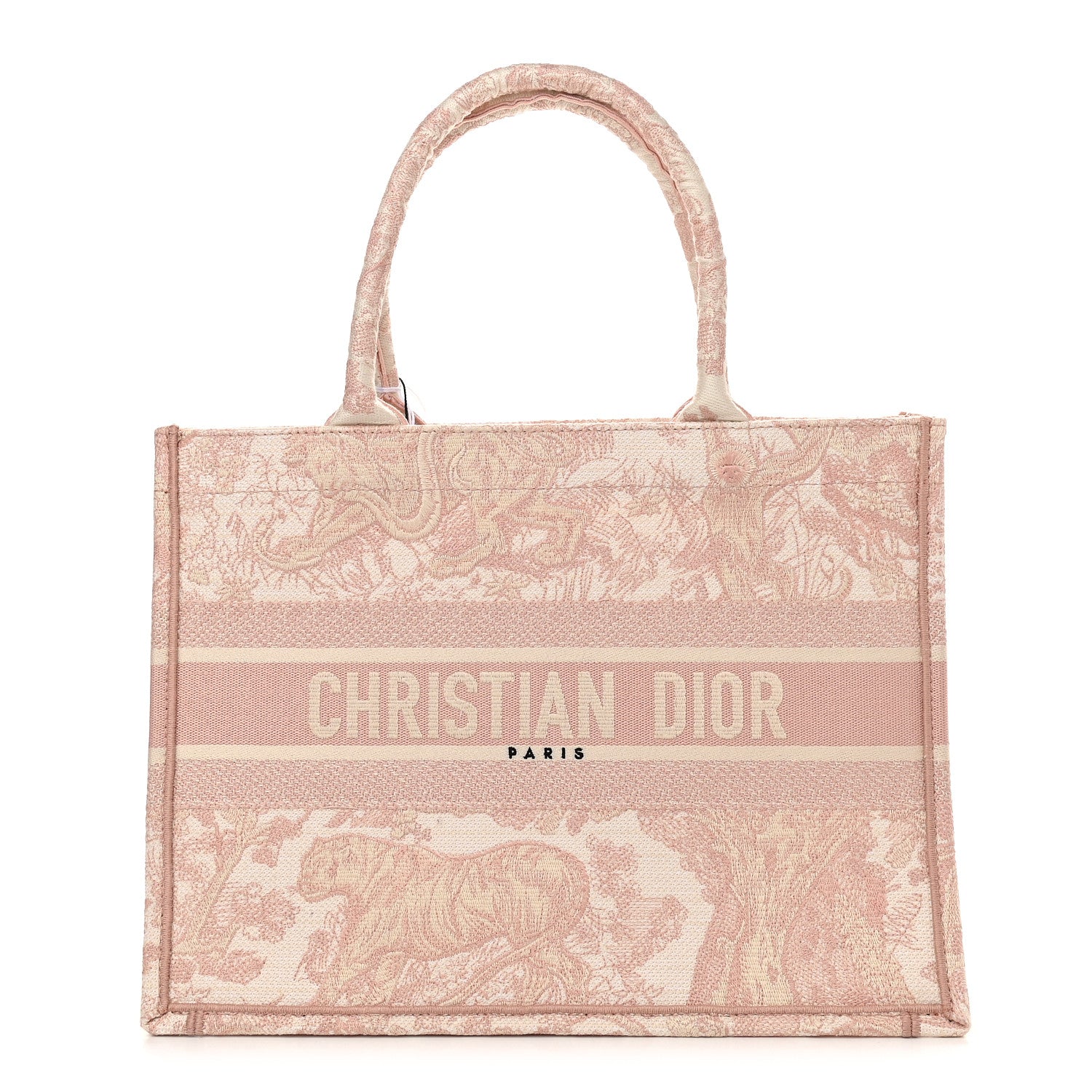 Christian Dior Canvas Toile De Jouy Embroidered Medium Book Tote Rose 1 of 9
