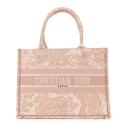 Christian Dior Canvas Toile De Jouy Embroidered Medium Book Tote Rose 1 of 9