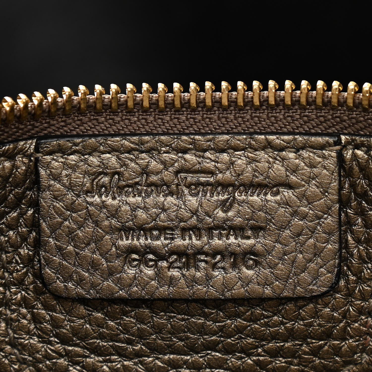 Salvatore Ferragamo Metallic Hammered Calfskin Double Handle Medium Amy Tote Graphite 10 of 15