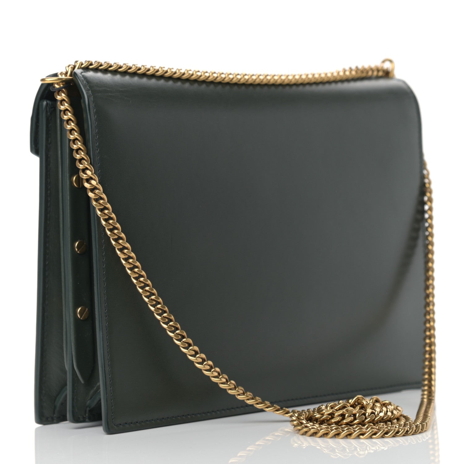 Saint Laurent Smooth Calfskin Monogram Cassandra Clasp Bag Dark Green 3 of 10