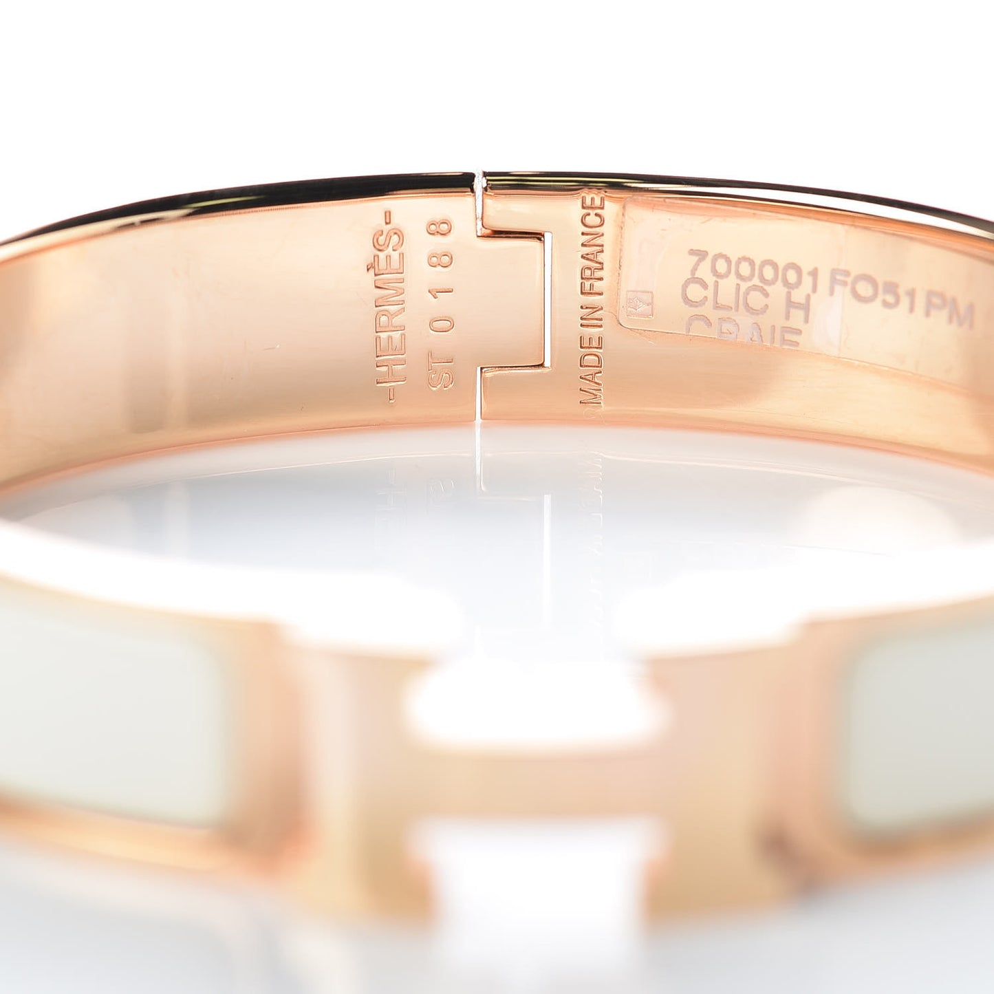 Enamel Narrow Clic Clac H Bracelet PM Craie