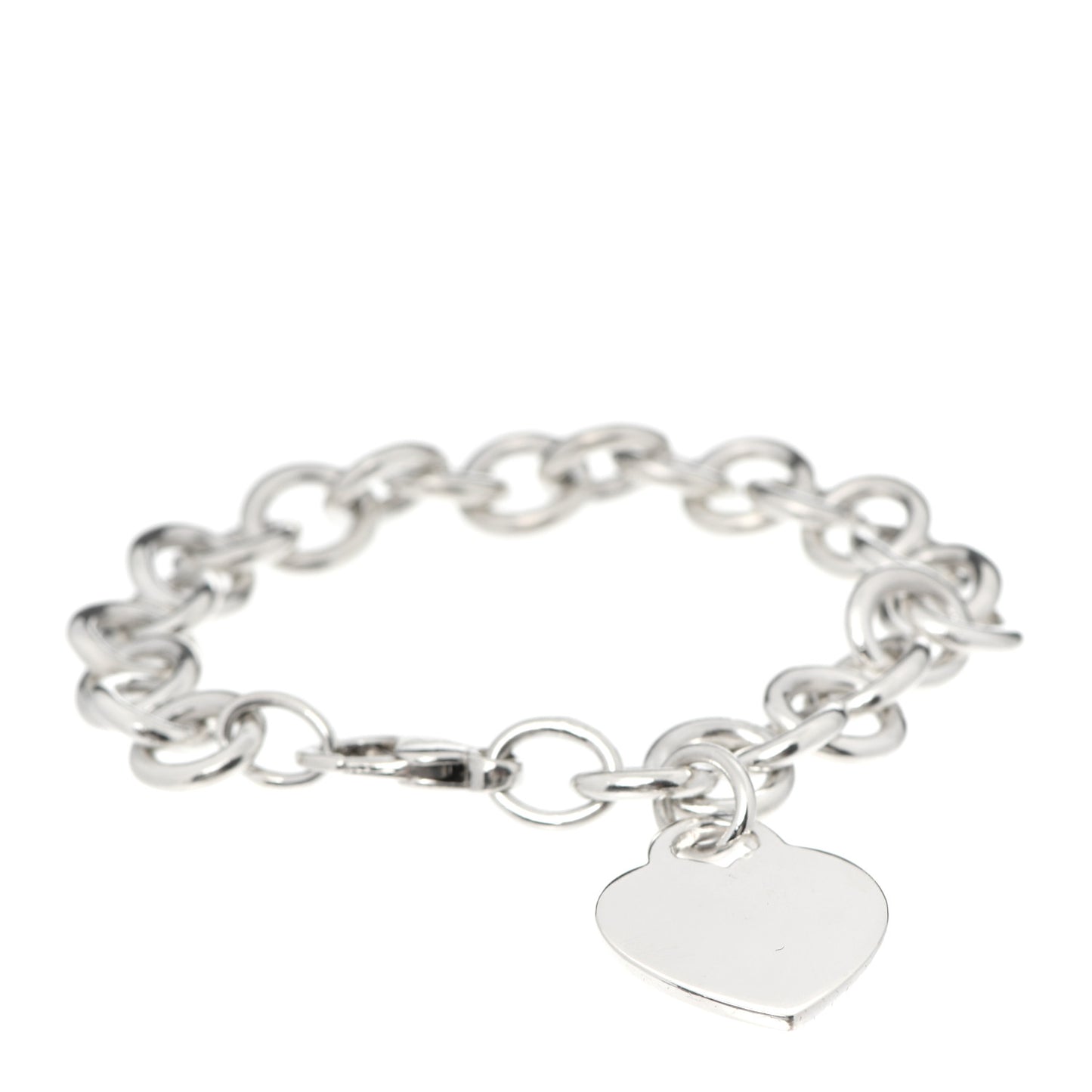 Sterling Silver Heart Tag Charm Bracelet