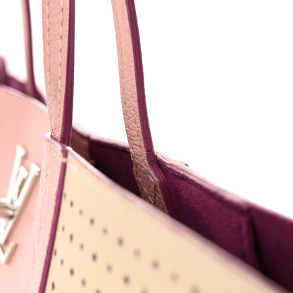 Louis Vuitton Calfskin Perforated Lockme Cabas Rose Poudre Creme 15 of 18