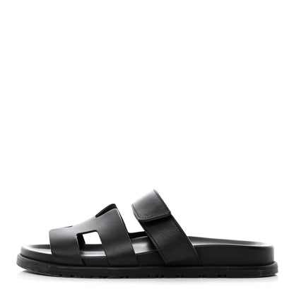 Hermes Calfskin Womens Chypre Sandals 40 Black 1 of 11