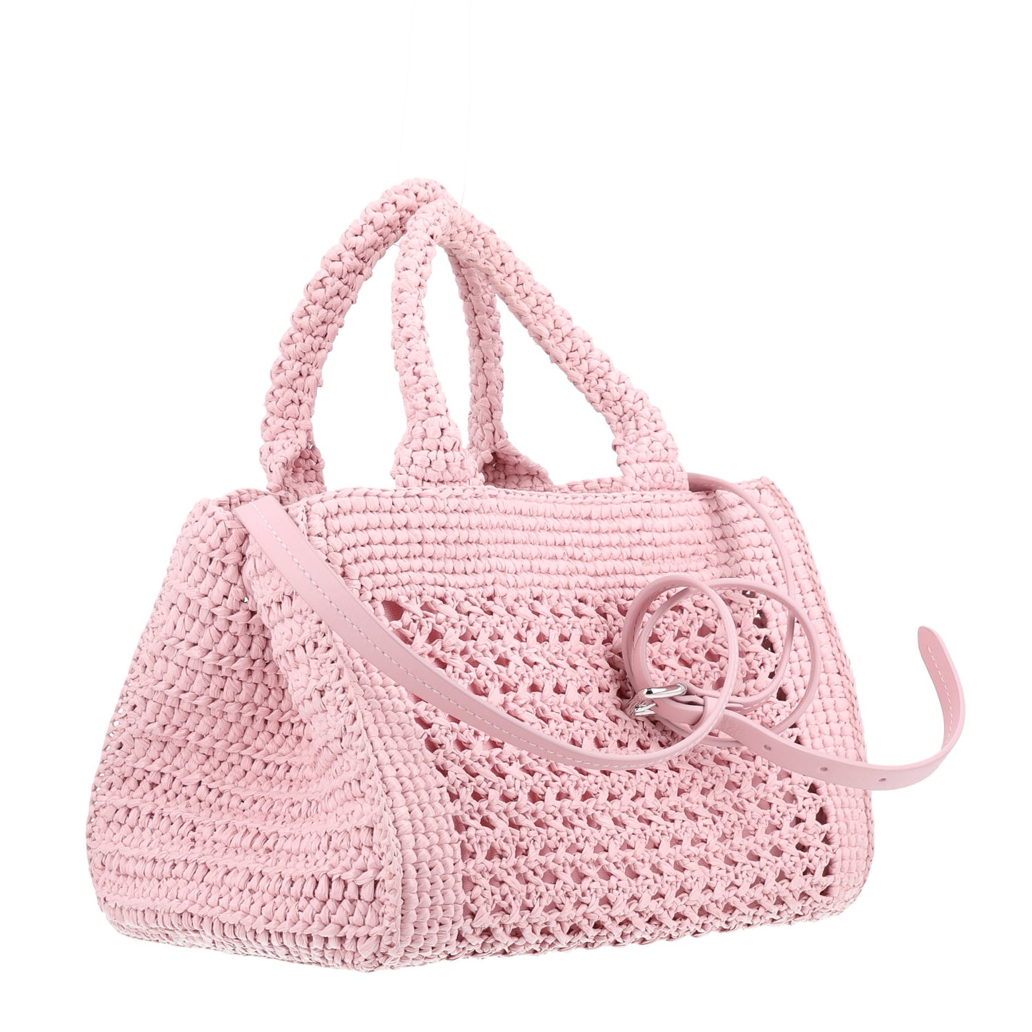 Fabric Crochet Knit Tote Alabaster Pink